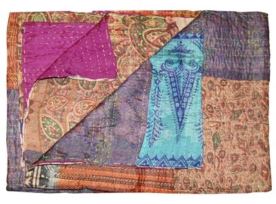 Taj Hotel Kantha Silk Blend Throw | Multi25 | 50"x70" Foto 1 de 3