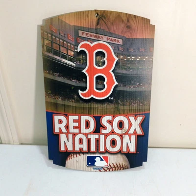 Wincraft MLB Boston Red Sox Nation Fan Cave Sign Wood 11x17 Wall Hanging - Image 1 of 3