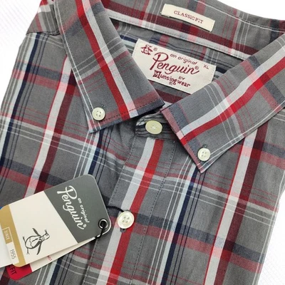 Penguin By Munsingwear XL Classic Fit Button Down Gray Plaid Long Sleeve Shirt - Image 1 of 4