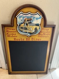 Retro Route 66 Diner Menü Tafel Pin Up Girl auf Oldtimer Vintage Handarbeit - Bild 1 von 7