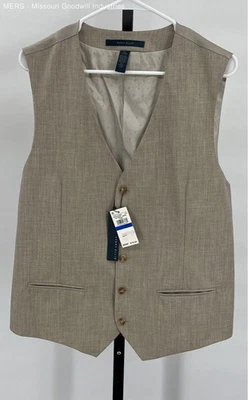 Perry Ellis Men's Natural Linen Pattern Classic Vest XL - Image 1 of 4