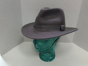 Cappello HM Fedora unisex lana nastro tesa larga grigio chiesa viaggio - Foto 1 di 8