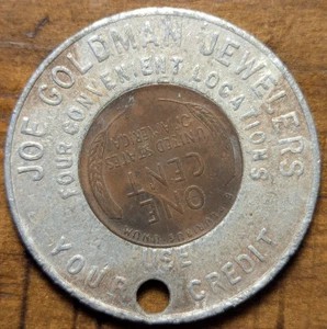 1948 Milwaukee, Wisconsin WI Joe Goldman Jewelers Centavo Cubierta Penny Fiken - Imagen 1 de 5