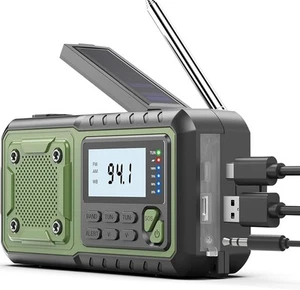Crank Emergency Radio 5000mAh, Weather Radio, Solar Radios Battery green - Picture 1 of 9