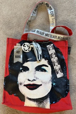 Andy Warhol Loop NYC Red Tote Bag Canvas Jackie O Pop Culture New NWT - Image 1 of 4