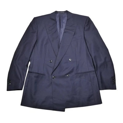 Blazer Ermenegildo Zegna Para Hombres 52L Azul Marino Doble Pecho Super 100s Solapas Pico Foto 1 de 4