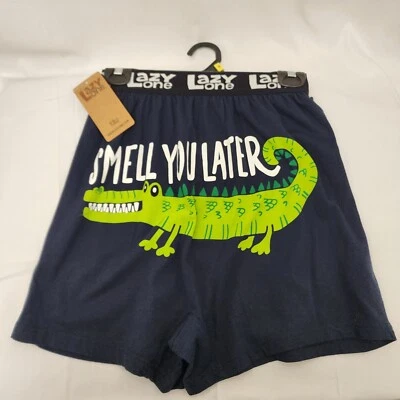 Lazy One men's unisex Boxer shorts PJ lounge Smell Ya Later - Gator  100% cotton - Image 1 of 3