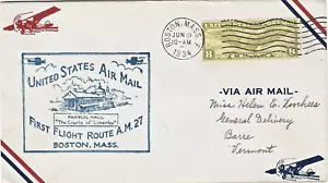 1934 First Flight AM-27, Boston Massachusetts to Barre Vermont SC# C-17 - Picture 1 of 2