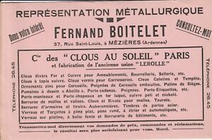 P144 Ancien  Buvard Fernad BOITELET a MEZIERES (Ardennes) Cie de CLOUS AU SOLEIL