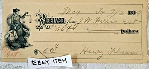 1899 WAXAHACHIE TEXAS CHEQUE BANCARIO litografía Henry Flowers - Imagen 1 de 1