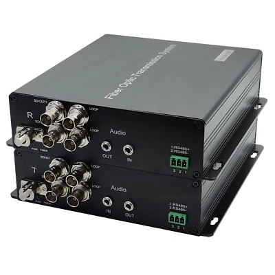 2 Port 3G HD SDI Video Bidi 3.5mm Audio RS485 Fiber Optic Media Converter 1 Set - Image 1 of 4