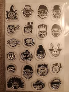 ***!!!HOLIDAY EMOJIS!!!*** Must Have! Clear Stamps SUPER CUTE!! - Picture 1 of 6