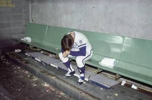 Kansas City Royals Freddie Patek upset, alone in dugout after losi - Old Photo