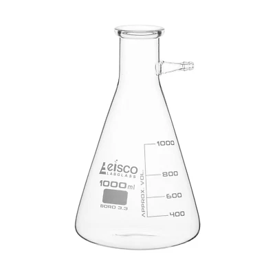 Filtering Flask, 1000ml - Borosilicate Glass - Conical Shape, with Integral Side - Image 1 of 4