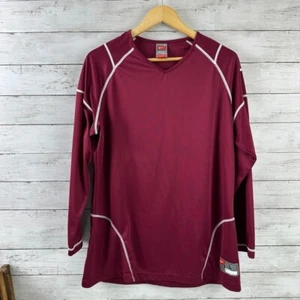 Nike Shirt Youth SZ Large 12-14 DryFit Long Sleeve V Neck Jersey Purple maroon - Picture 1 of 8