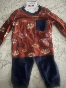 NWT Carter’s Boys Size 18 Months 2 Piece Bear Set. Shirt rust orange, Blue Pant - Picture 1 of 3