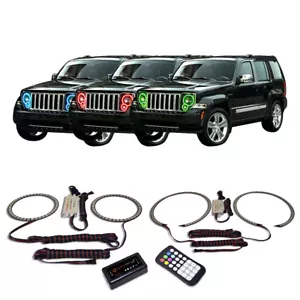 Kit de halo de faros Bluetooth multicolor RGB para Jeep Liberty 08-13 - Imagen 1 de 11