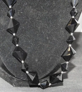 Vintage Trifaire Black Odd shape Beaded Fashion Necklace - Picture 1 of 6