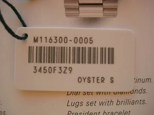 GENUINE ROLEX DATEJUST 41 II 116300 WATCH OYSTER S SWIMPRUF WHITE PRICE HANG TAG - Picture 1 of 12