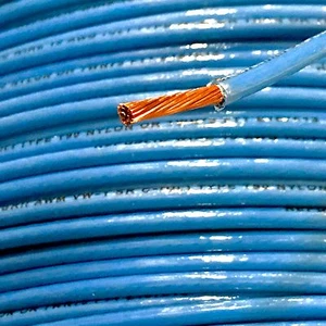 50' THHN 10 AWG GAUGE BLUE NYLON STRANDED COPPER BUILDING WIRE - Picture 1 of 1