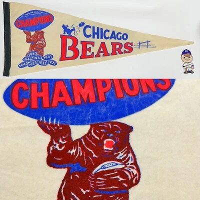 1960 Chicago Bears Illinois NFL Football Illinois Pennant 11x28.5 Champions - Imagem 1 de 4