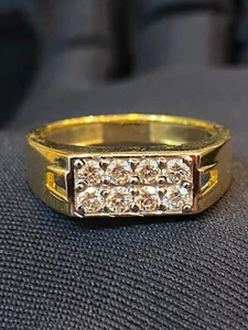 Pave 0.63 Cts Round Brilliant Diamonds Men's Anniversary Band Ring In 14K Gold - Picture 1 of 12
