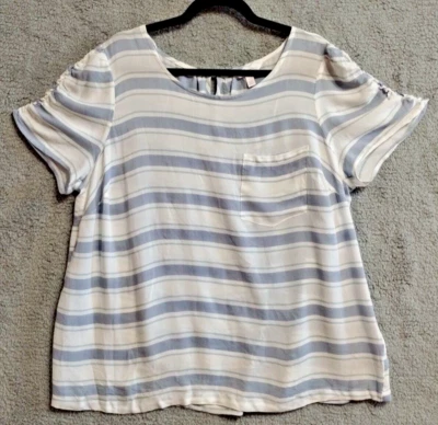 LC Lauren Conrad Womens Top 0X 14-16W Lightweight Rouched Sleeve Flowy Feminine - Imagem 1 de 4