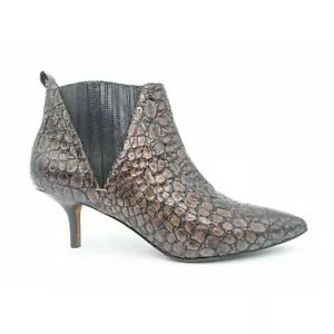 Donald J Pliner Faie Bronze Croc Print Leather Kitten Heel Chelsea Boots 6.5 - Picture 1 of 10