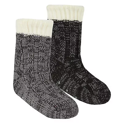 Street Essentials Boys Knitted Fleece Lined Lounge Slipper Socks