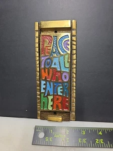 MCM Hippie Peace To All Door Knocker 1969 Brass - Picture 1 of 9