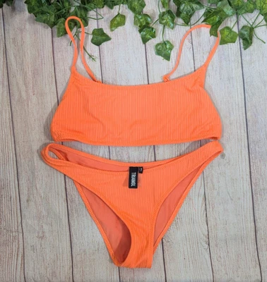 TRIANGL Women's Orange Ribbed MICA Bikini Set Size Small + Top Sm Bottom - Image 1 of 4