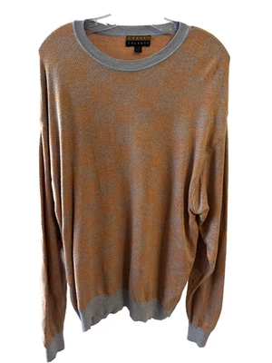 Robert Talbott Orange Blue Checked 100% Cotton Sweater Size XL - Image 1 of 4