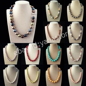 8/10/12/14mm Echte Mehrfarbig Südsee Muschel Perle Rund Perlen Halsketten 18Zoll - Bild 1 von 76