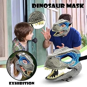 Moving Jaw Dinosaur Headgear Cosplay Props Raptor Dino Mask  Gifts - Picture 1 of 18
