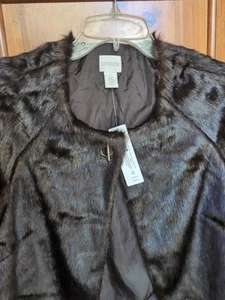 Chiocs WOMENS 00 US XS Jacket Brown Faux Fur Toggle Modacrylic Blend Cape Wrap - Picture 1 of 9
