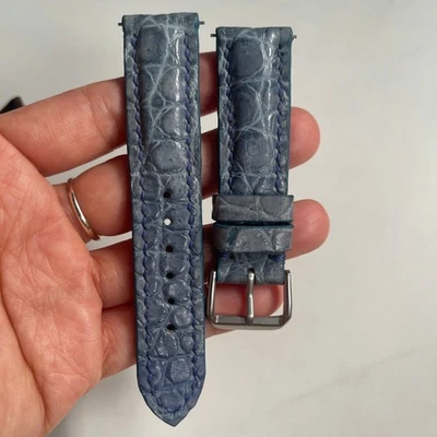 Correa de reloj de cuero genuino gris tamaño 20 mm/18 mm Foto 1 de 4