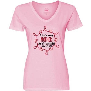 Inktastic I Love My Mother Heart Health Awareness Women's V-Neck T-Shirt Mom - Picture 1 of 4