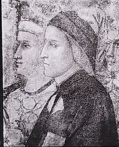 Portrait of Dante (Part of Fresco), School of Giotto, Magic Lantern Glass Slide