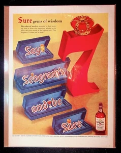 1950s Seagram's 7 Blended Whiskey Sure Art Vintage Print Ad - Picture 1 of 1