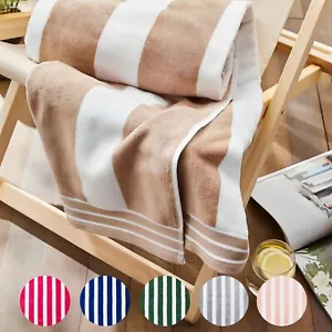 Jumbo Cabana Striped Beach Towel, Luxury 100% Cotton, Extra Large 100cm x 180cm - Picture 1 of 40