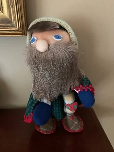 Vintage Rustic Wire Cloth Felt Kris Kringle Fur Beard 11” Doll Holiday Xmas - Picture 1 of 12