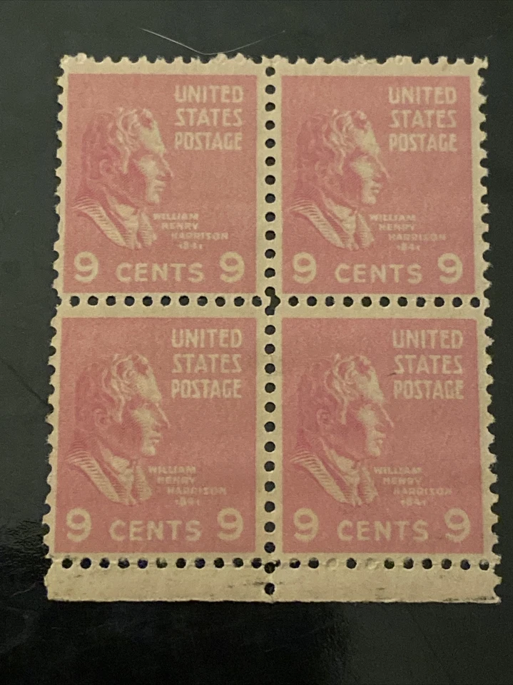 STAMP US SCOTT 814 "Harrison" 9 CENT 1938 MNH PLATE BLOCK OF 4 - Image 1 of 1