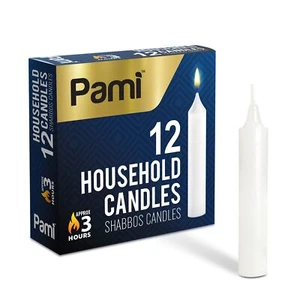 Traditional Shabbat Candle Sticks 12-Pack - Unscented Taper Candles with 3 Ho... - Picture 1 of 6