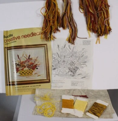 Kit Bordado Bucilla De Colección Creativo Aguja Flores Secas Cesta Retro Mod Foto 1 de 4