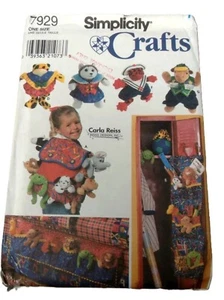 Beanie Doll Clothes Sewing Pattern Simplicity 7929 Backpack Locker Organizer - Picture 1 of 8