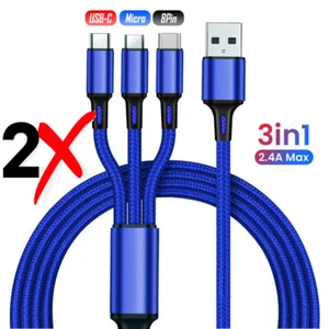 3 in 1 Fast USB Charging Cable Universal Multi Function Cell Phone Charger Cord - Picture 1 of 51
