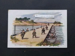 AK Ansichtskarte Ponton-Brücke im Kriegsgebiet Ad. Hoffmann Künstler 1. WK 1918 - Picture 1 of 3