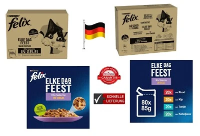 Purina FELIX Katzenfutter Doppelt Lecker Nassfutter Mix in Gelee 80 x 85g - Bild 1 von 4
