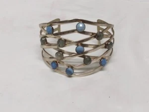Jay King Mine Finds Sterling Silver Cuff Bracelet Blue Opal & Labradorite Stones - Picture 1 of 12