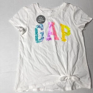 Gap t shirt girls Sz XL colorful sequence logo with tied bow NWT - Picture 1 of 6